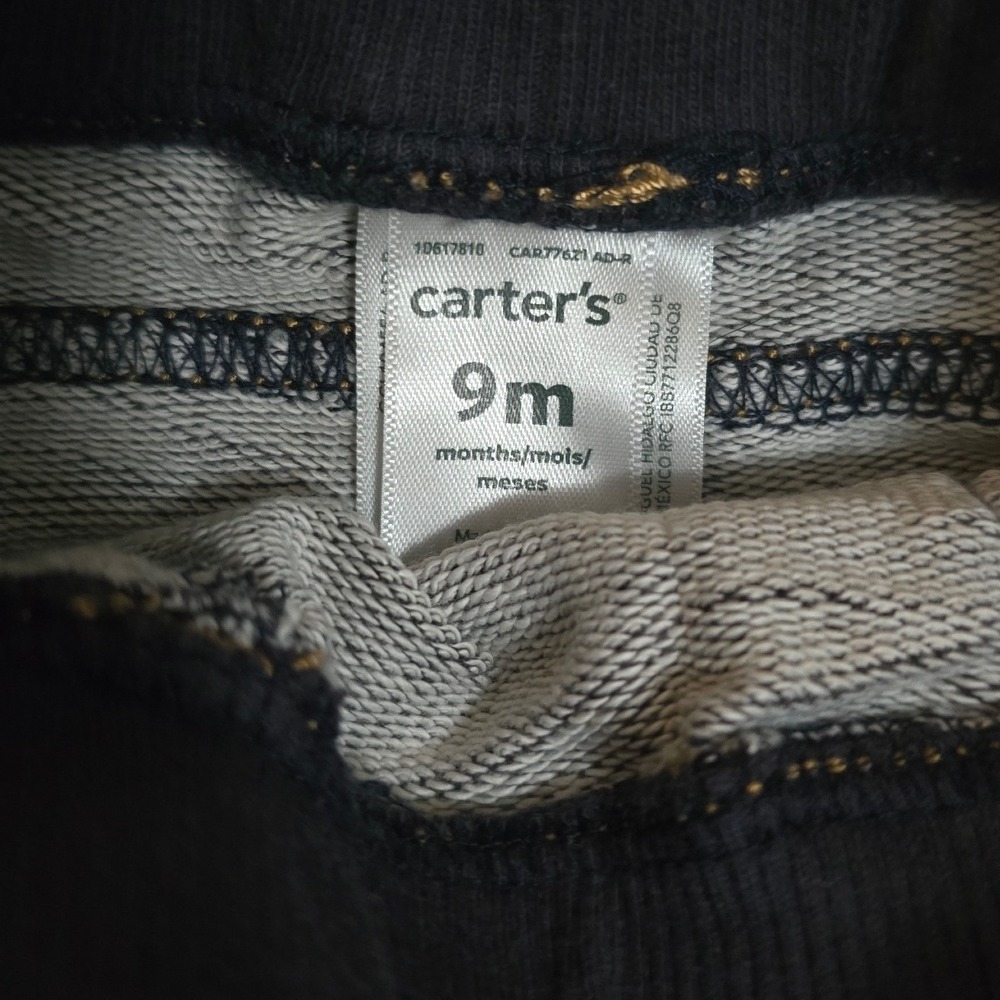 Carters Baby Boys Blue Denim Look Jogger Pants 9M Elastic Waist Soft Jeans - Picture 2 of 2